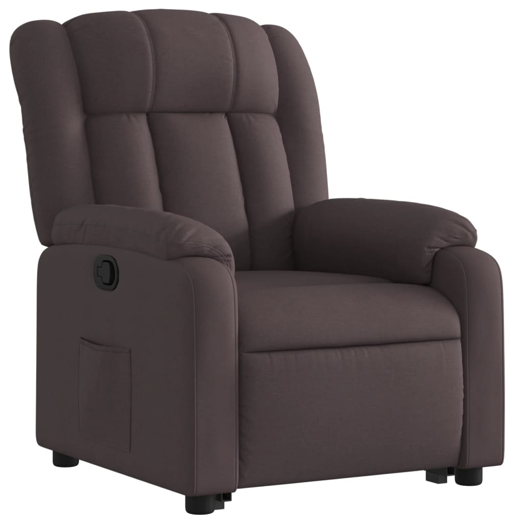 Recliner, dark brown, fabric