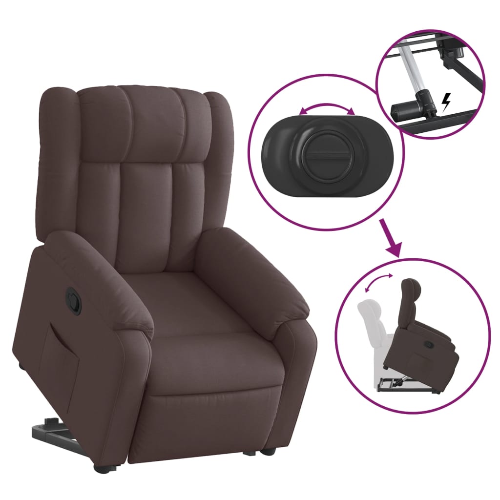 Recliner, dark brown, fabric