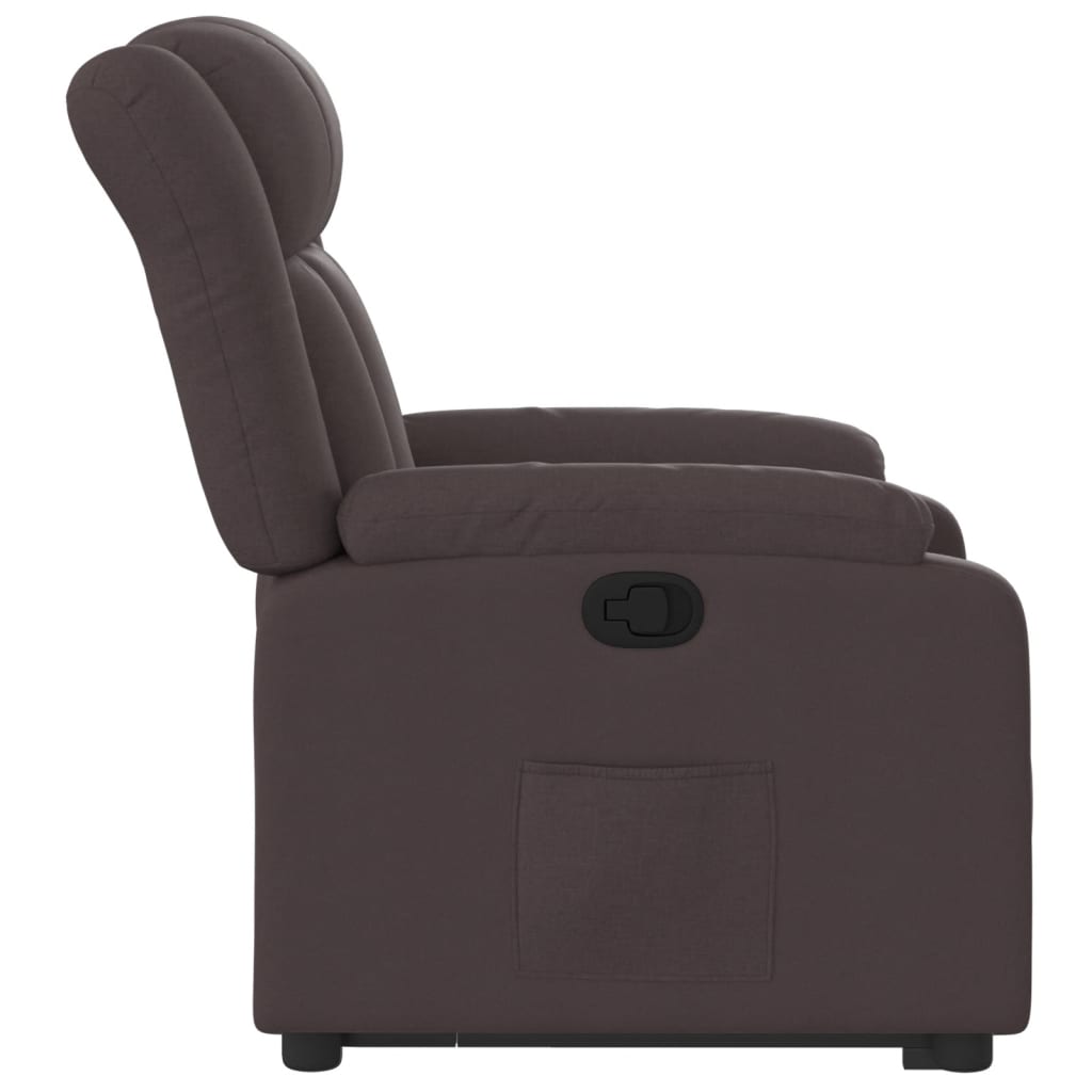 Recliner, dark brown, fabric