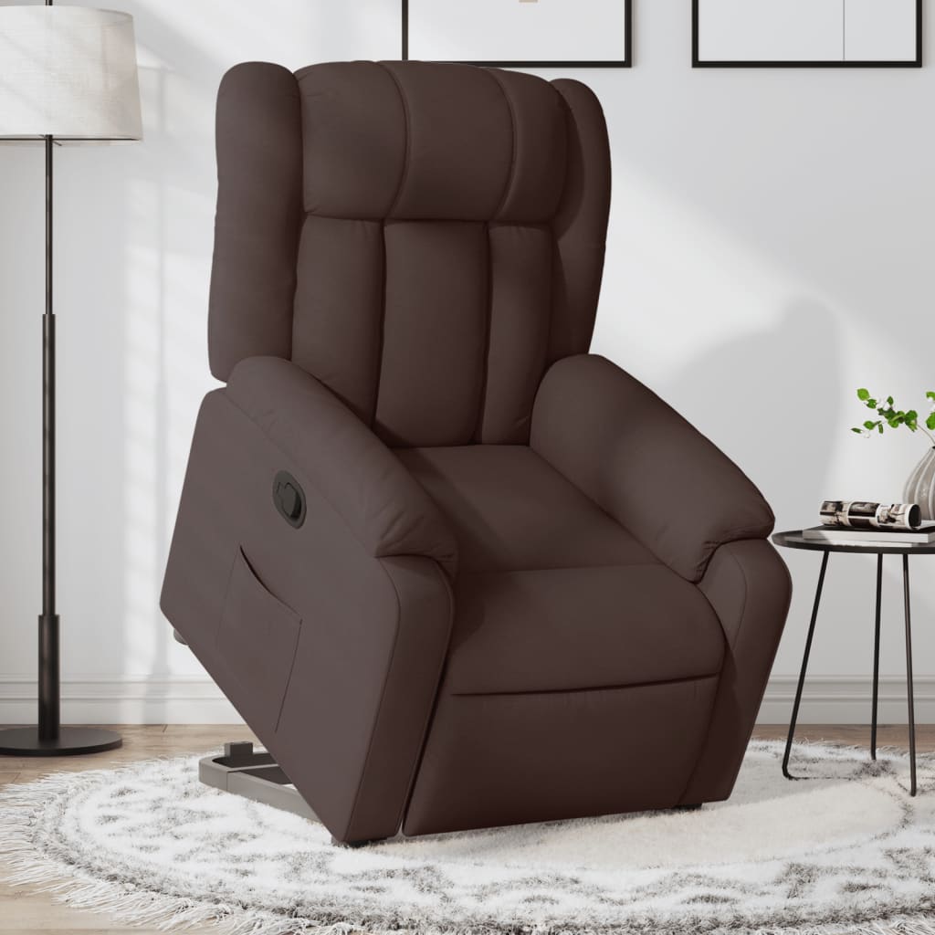 Recliner, dark brown, fabric