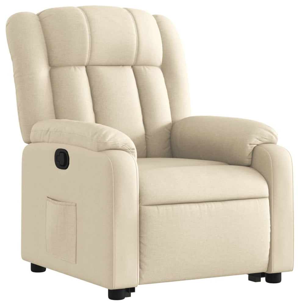 Standing recliner, cream, fabric