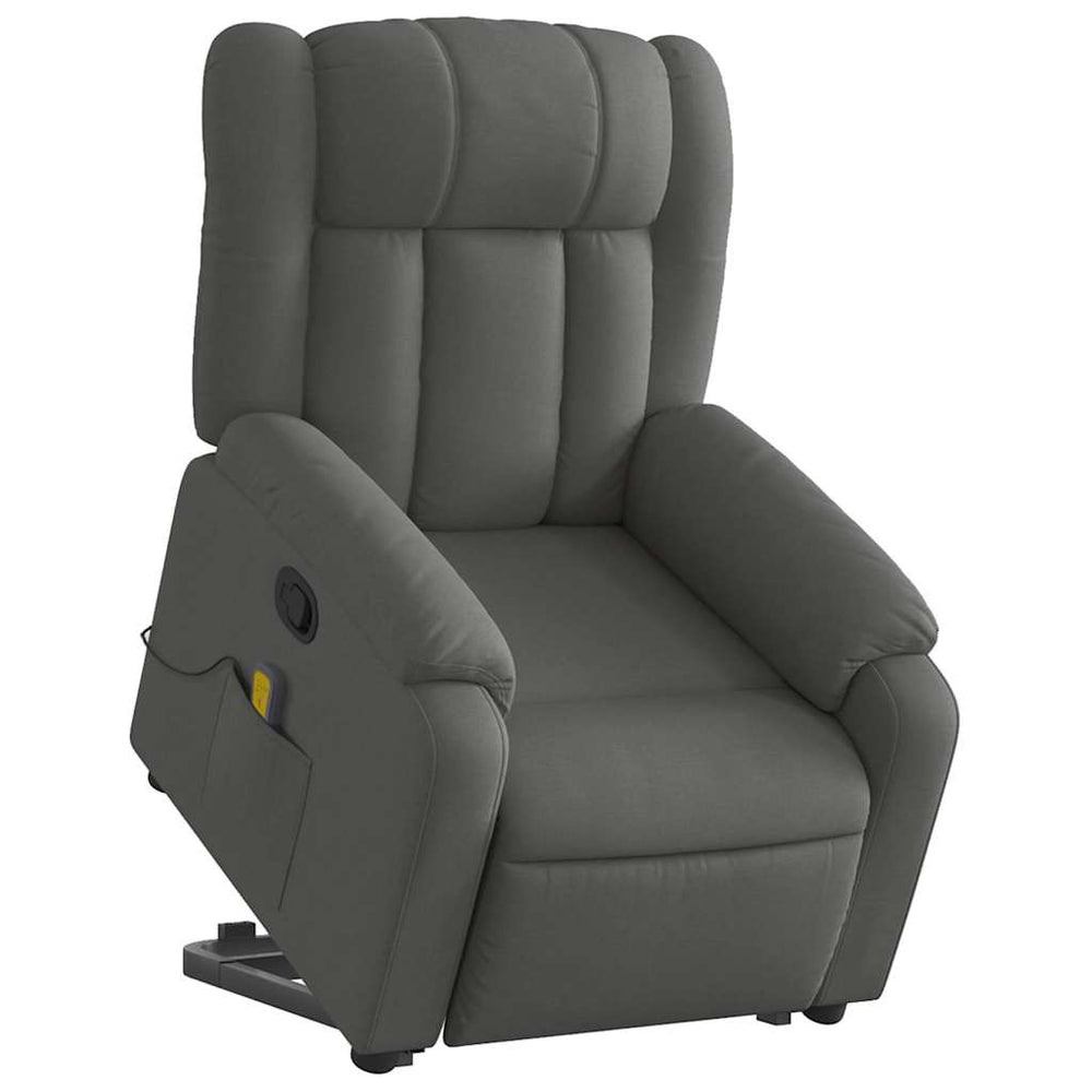 Recliner massage chair, dark gray, fabric