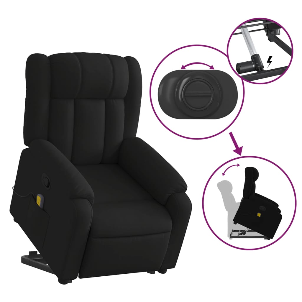 Standing Reclining Massage Chair, Black, Fabric
