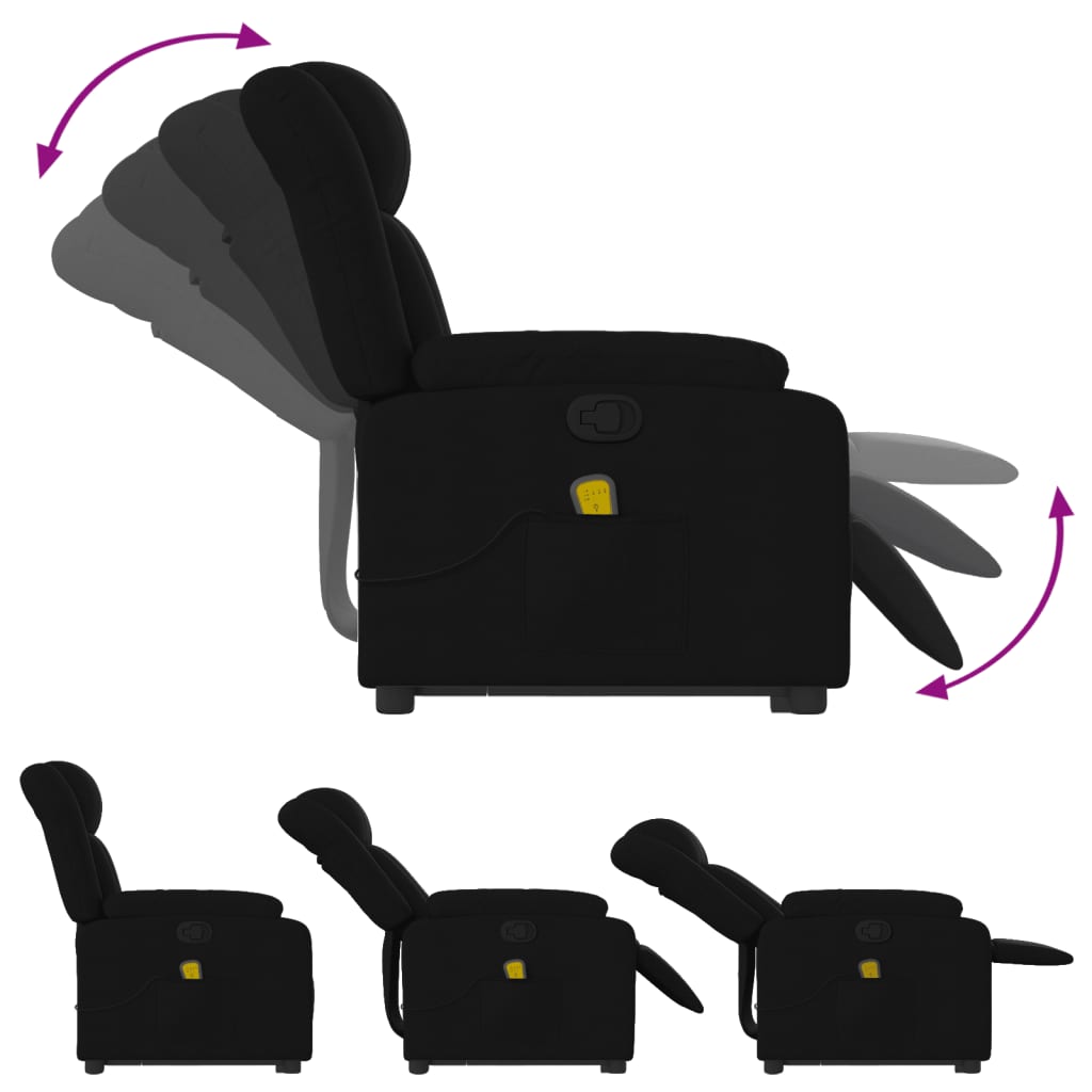 Standing Reclining Massage Chair, Black, Fabric