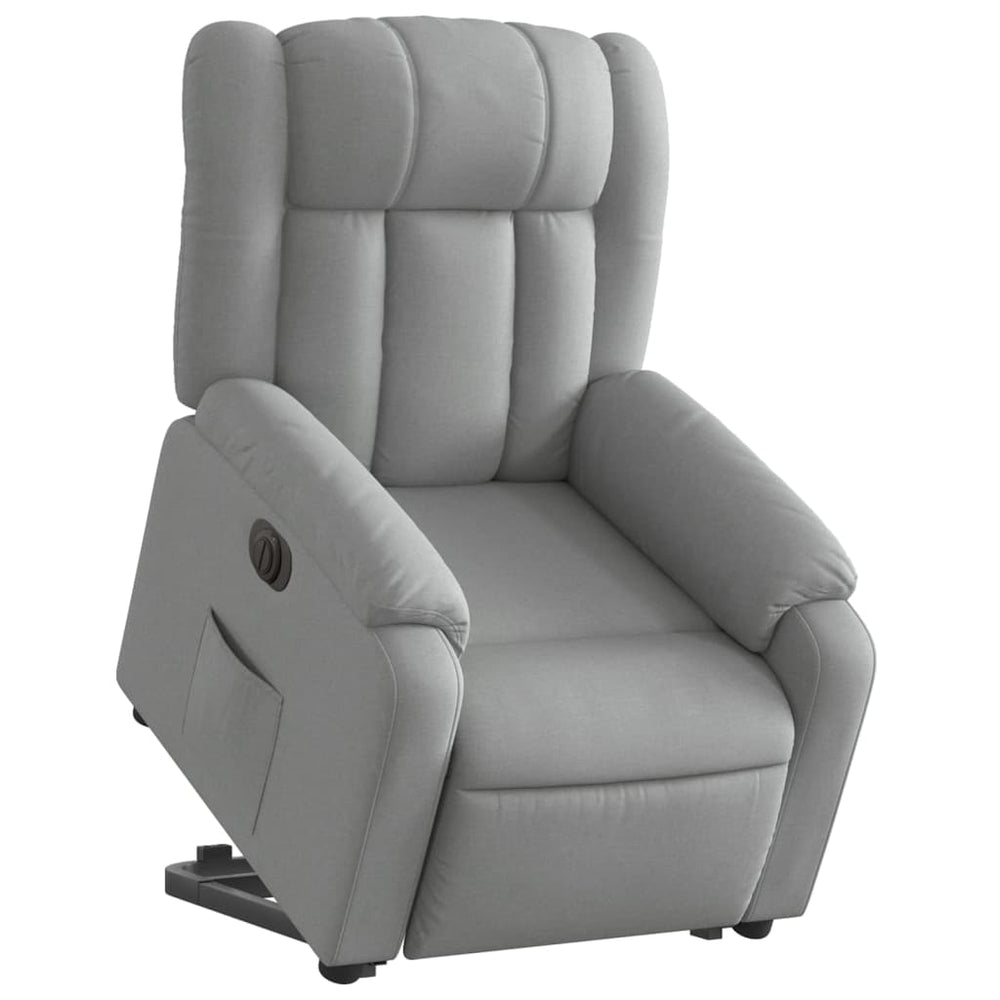 Rise and recline armchair, light grey, fabric