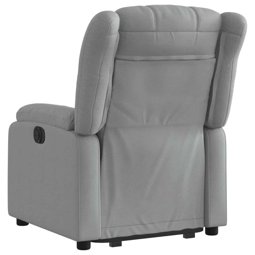 Rise and recline armchair, light grey, fabric