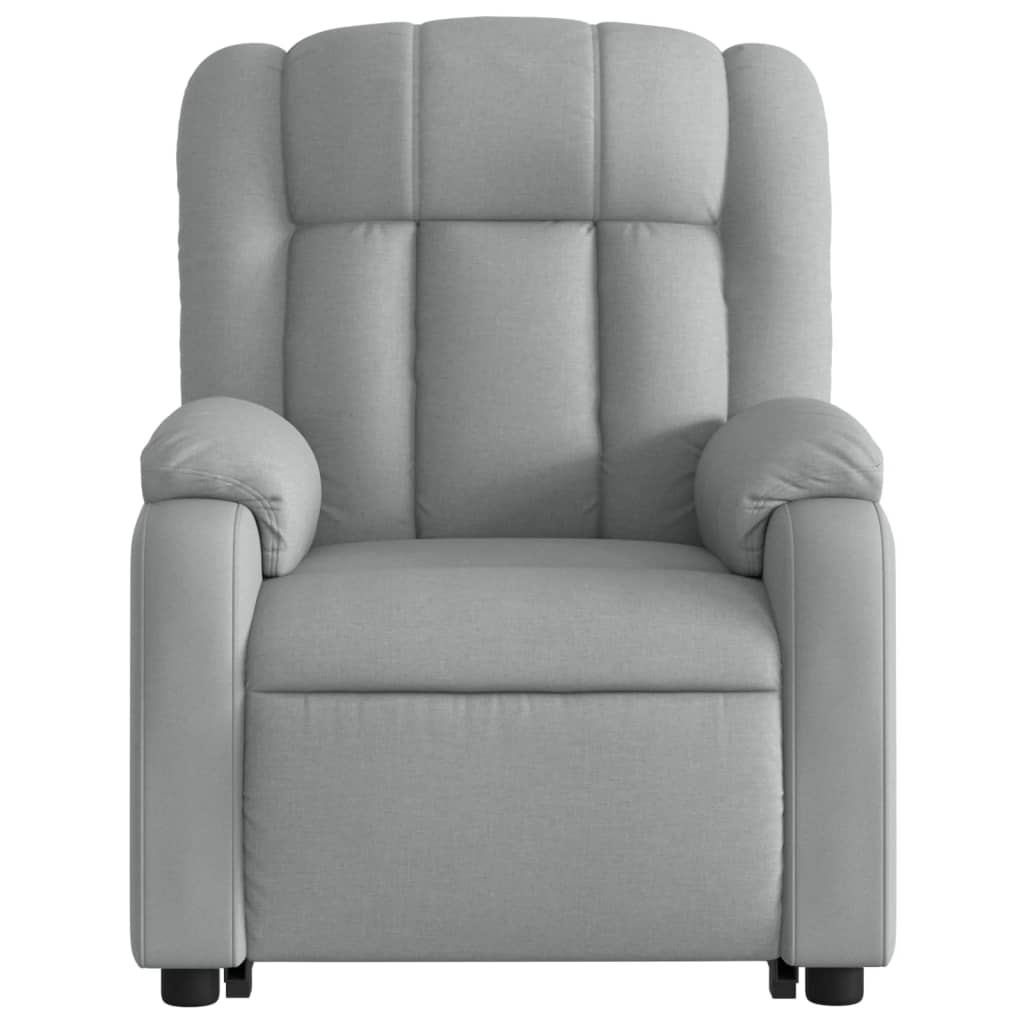Rise and recline armchair, light grey, fabric