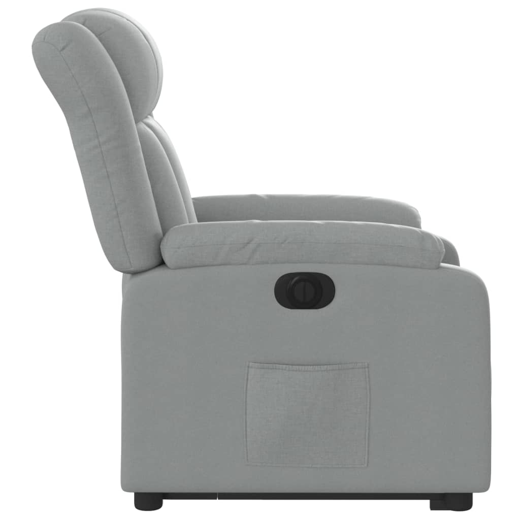 Rise and recline armchair, light grey, fabric