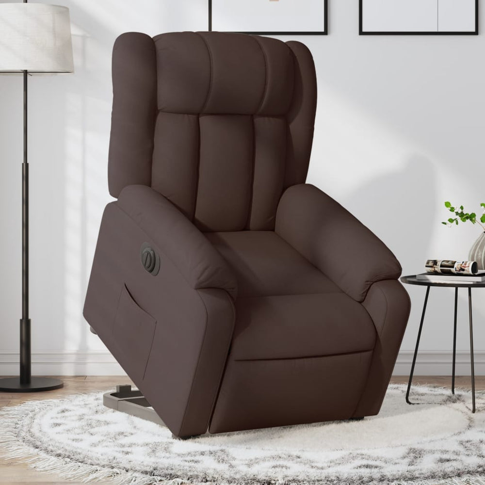 Recliner, dark brown, fabric