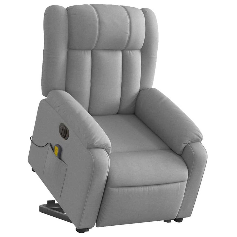Reclining Massage Chair, Light Grey, Fabric