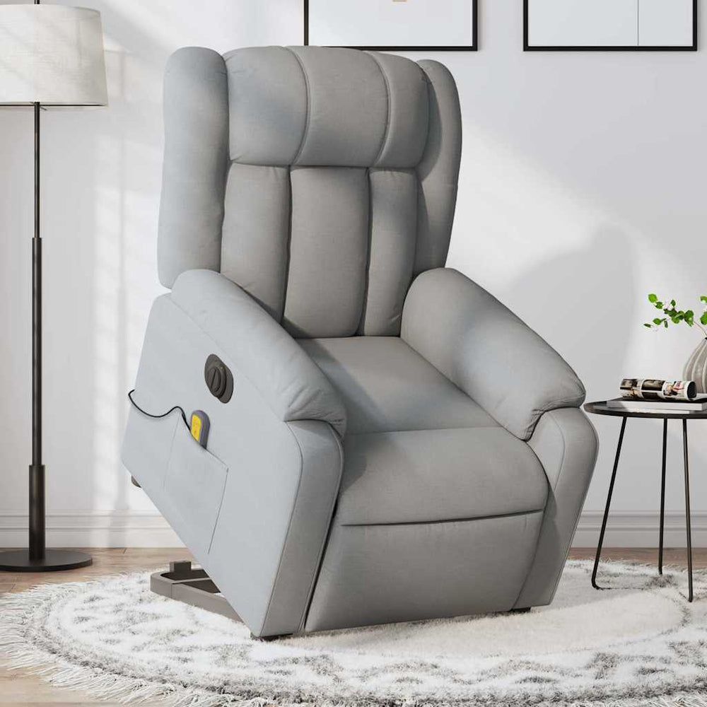 Reclining Massage Chair, Light Grey, Fabric