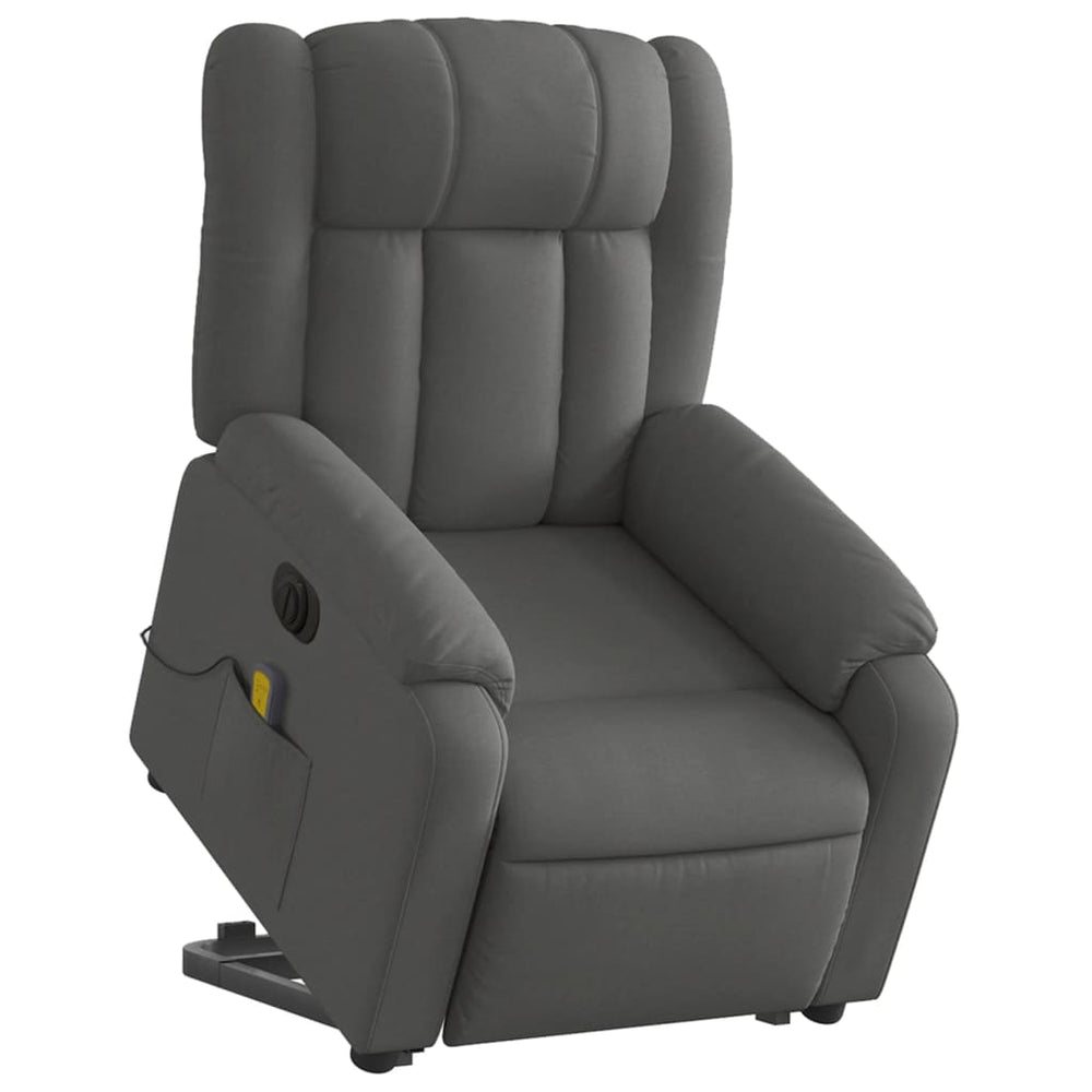 Recliner massage chair, dark gray, fabric