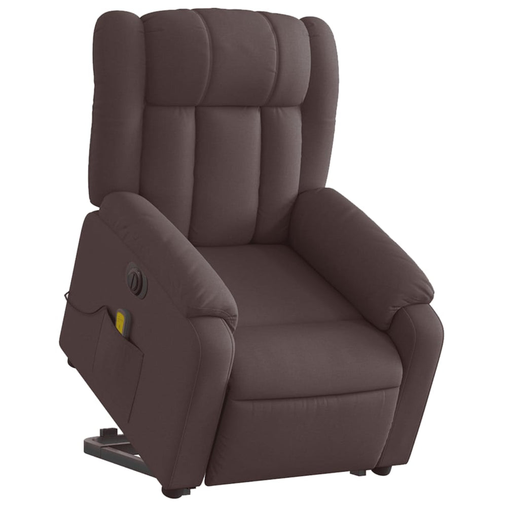 Recliner massage chair, dark brown, fabric