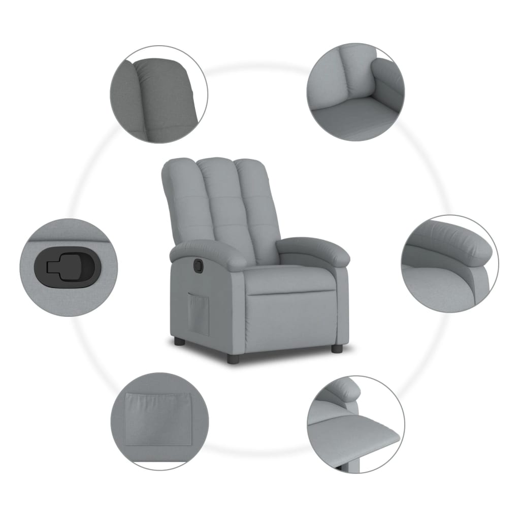 Recliner, light gray, fabric