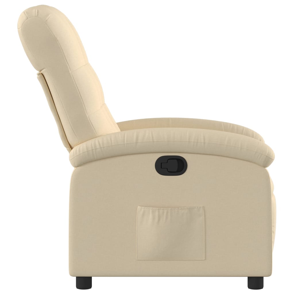 Recliner armchair, cream-colored, fabric
