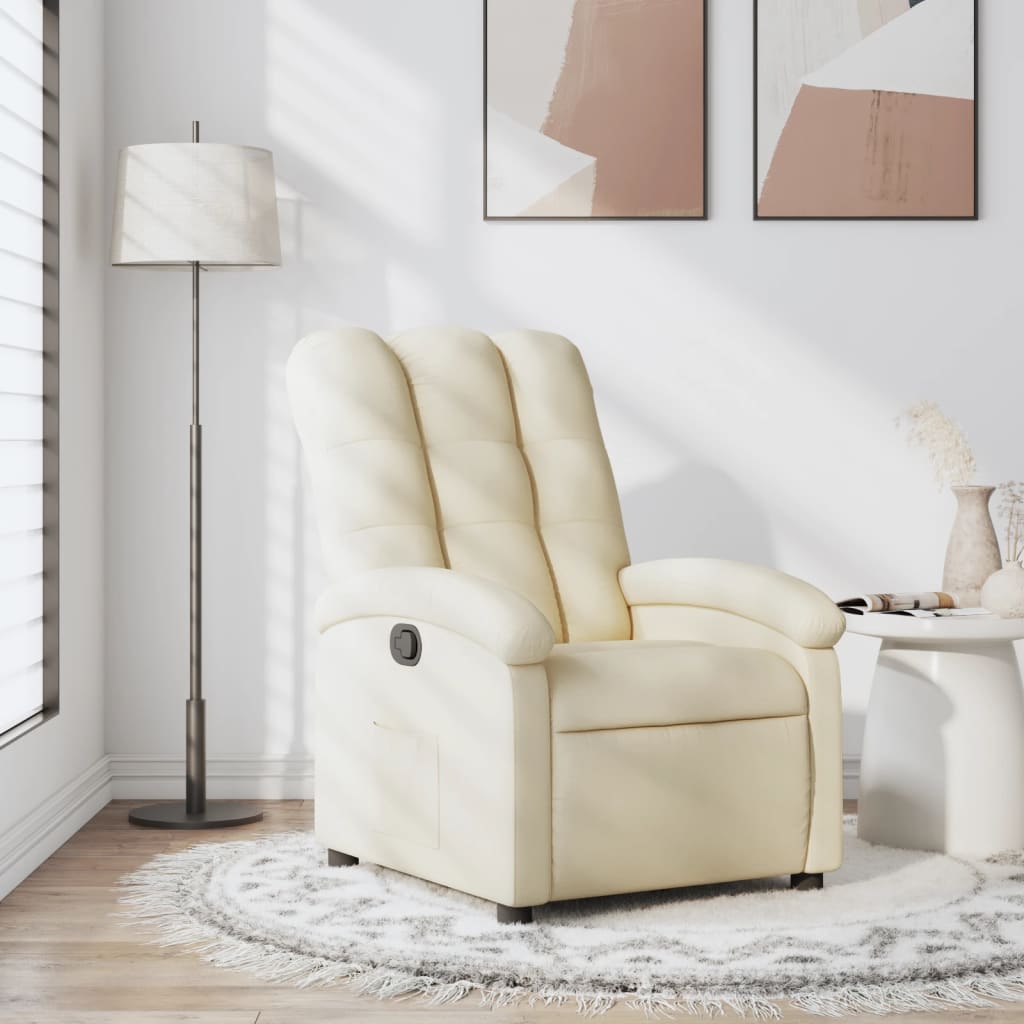 Recliner armchair, cream-colored, fabric