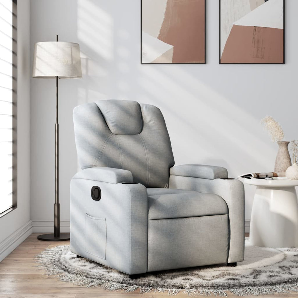 Recliner, light gray, fabric