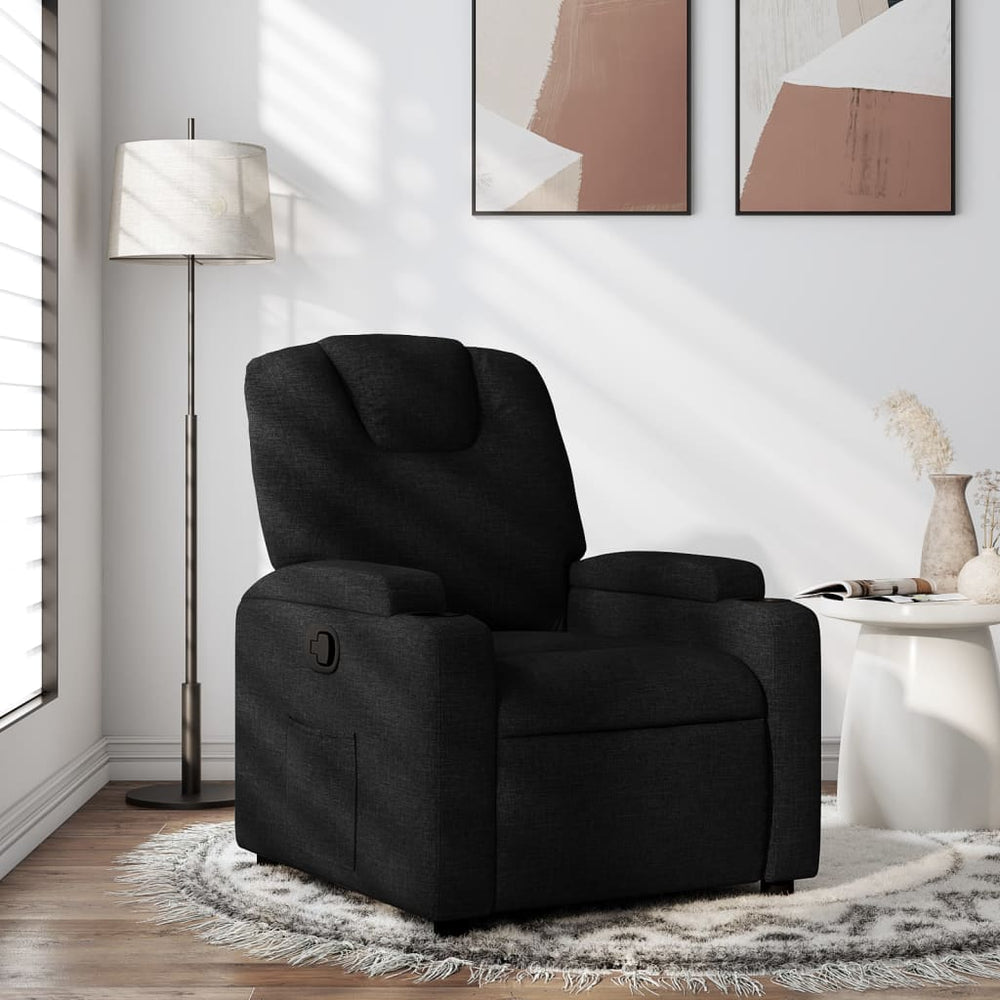 Recliner, black, fabric
