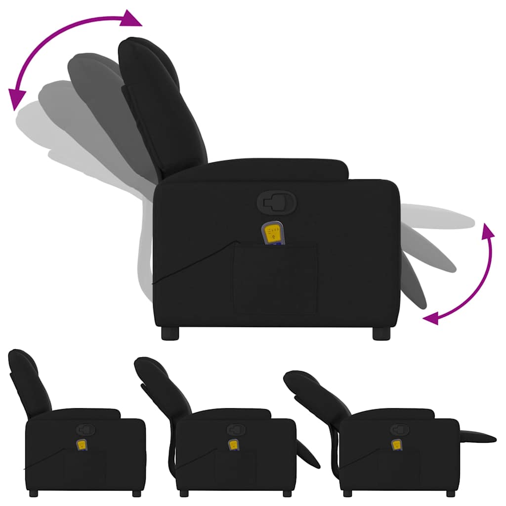 Massage Recliner, Black, Fabric