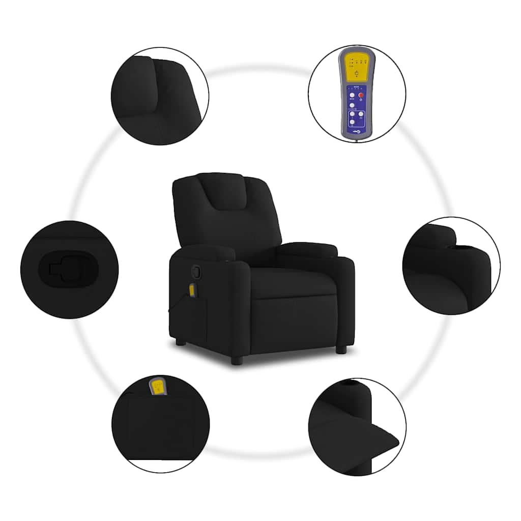 Massage Recliner, Black, Fabric