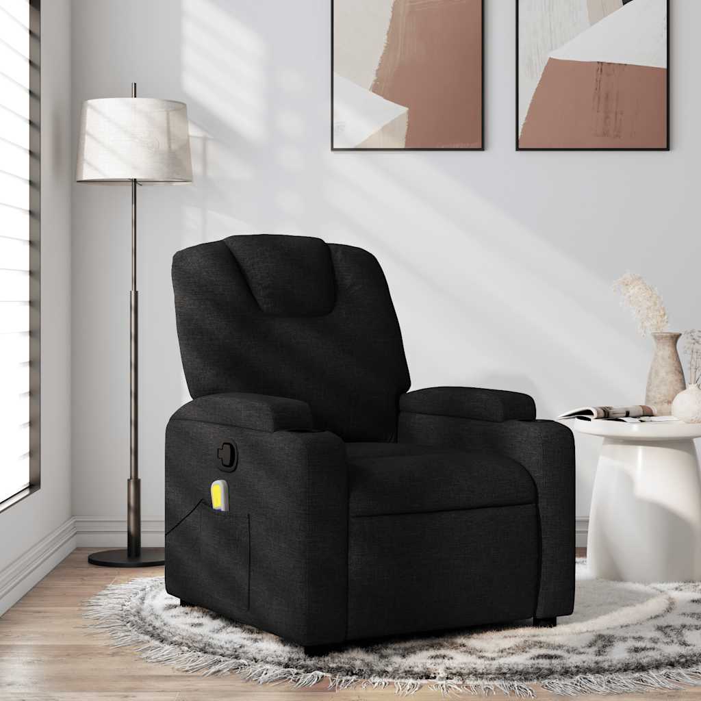 Massage Recliner, Black, Fabric