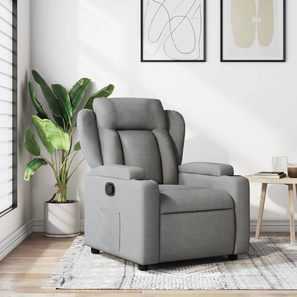 Recliner, light gray, fabric