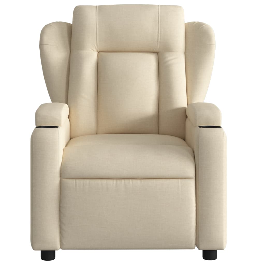 Recliner armchair, cream-colored, fabric