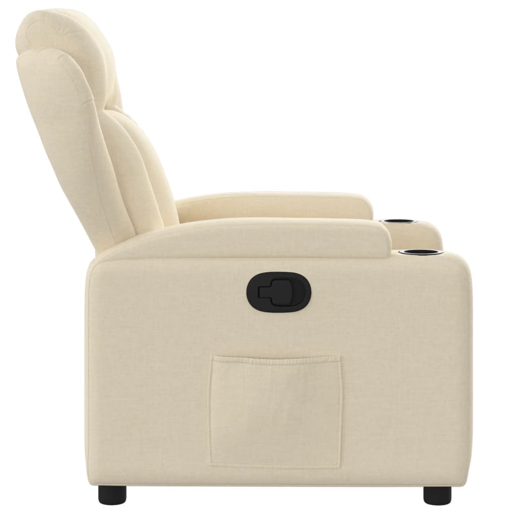 Recliner armchair, cream-colored, fabric