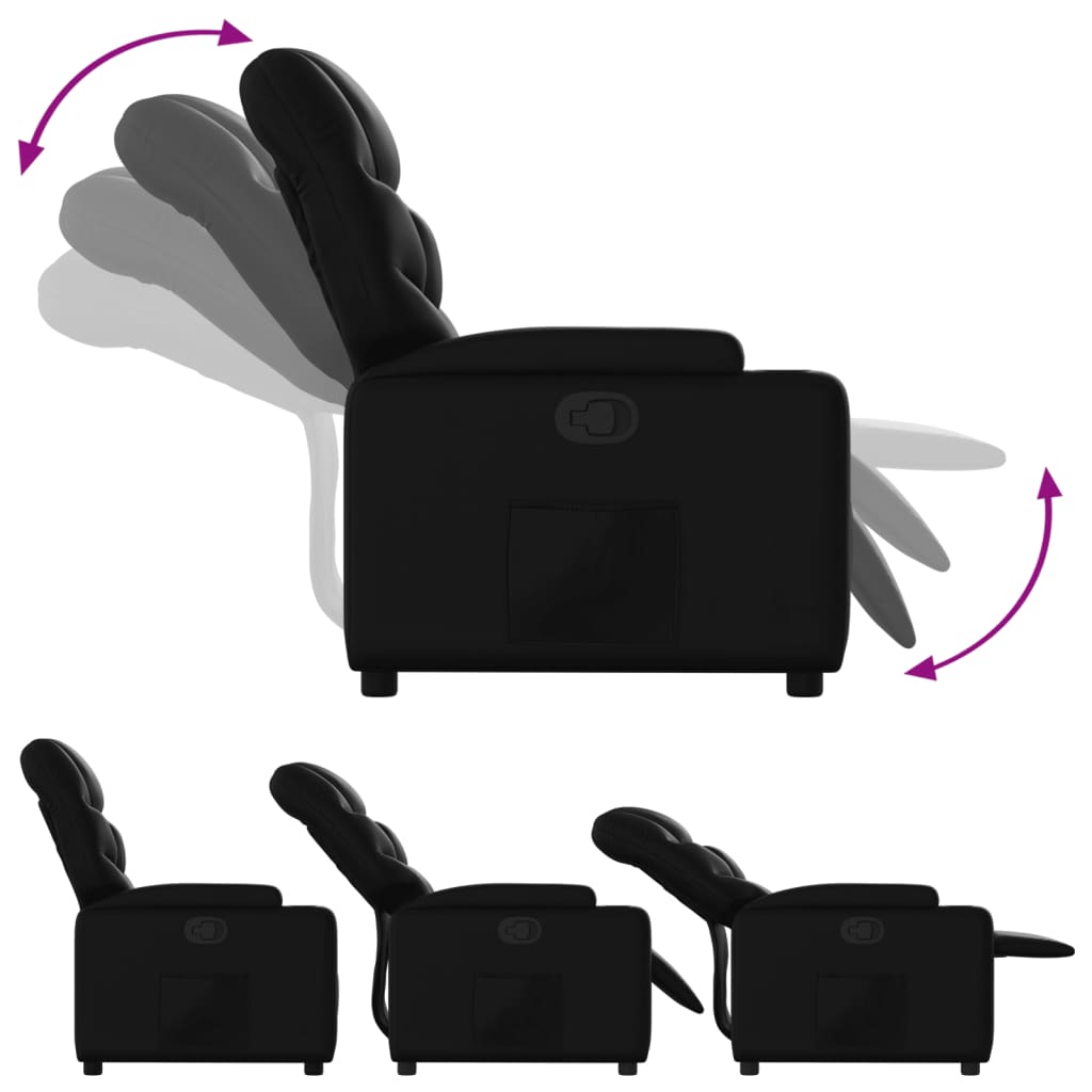 Recliner, black, faux leather
