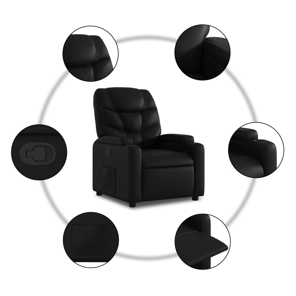 Recliner, black, faux leather