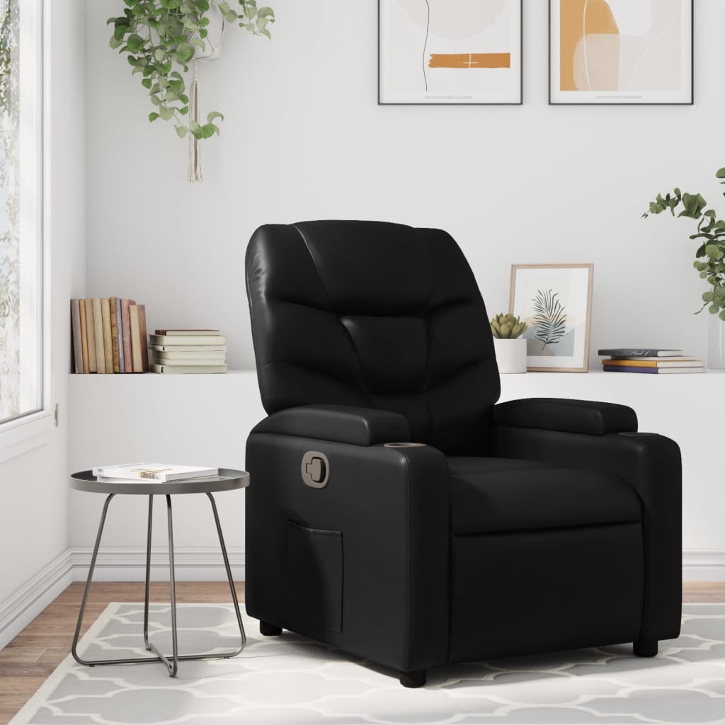 Recliner, black, faux leather