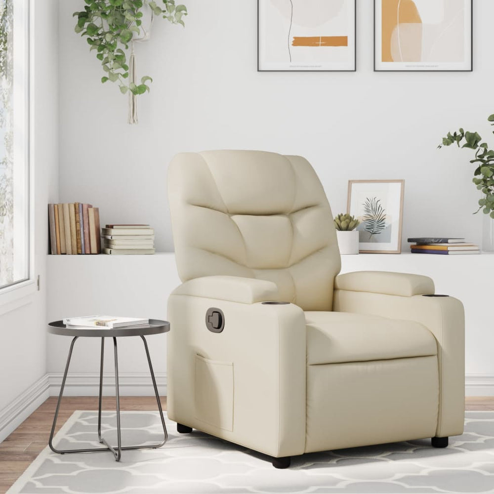 Recliner, cream, faux leather