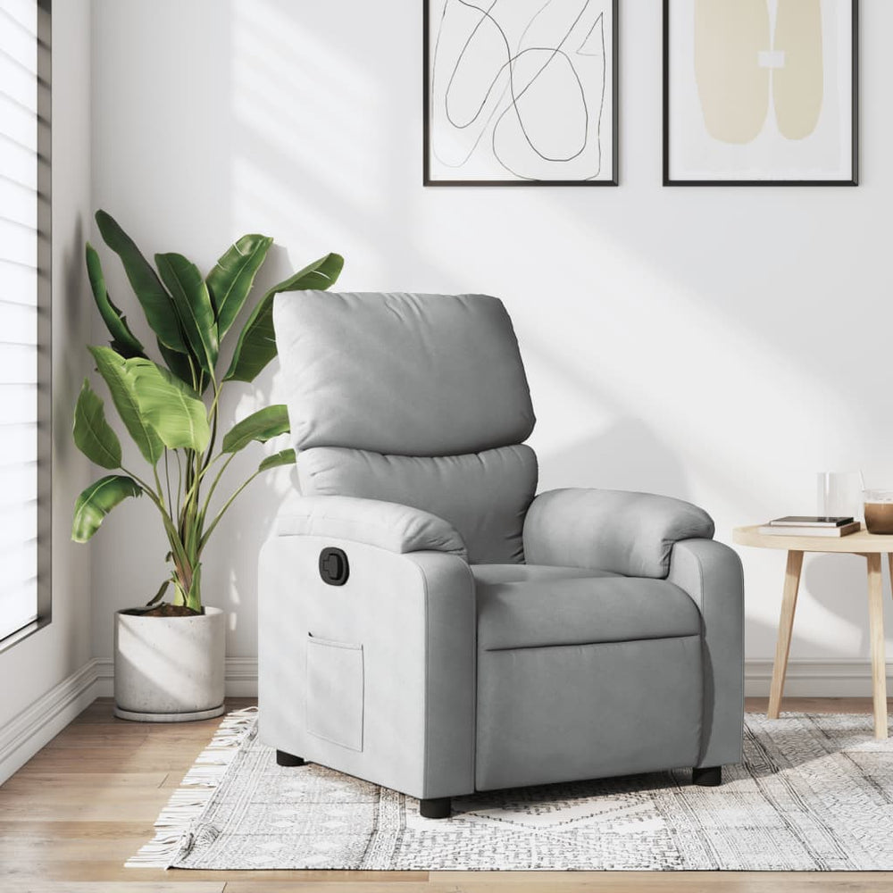 Recliner, light gray, fabric