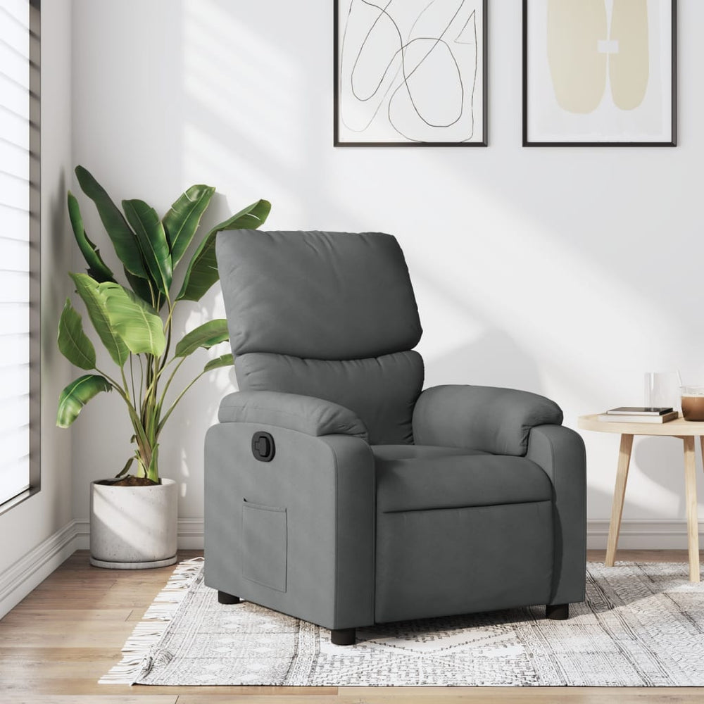 Recliner, dark grey, fabric