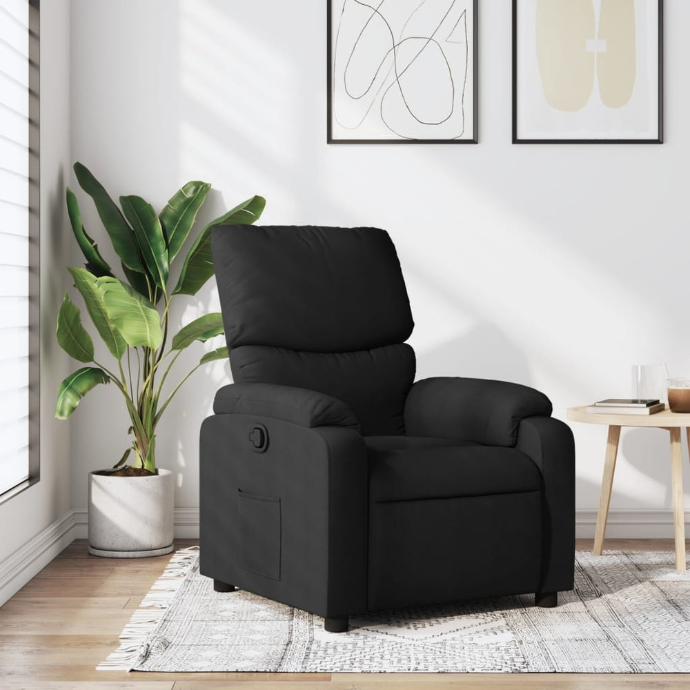 Recliner, black, fabric