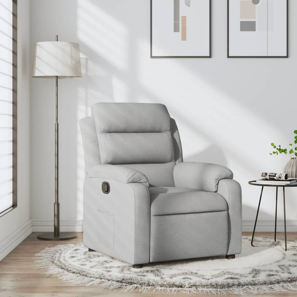 Recliner, light gray, fabric