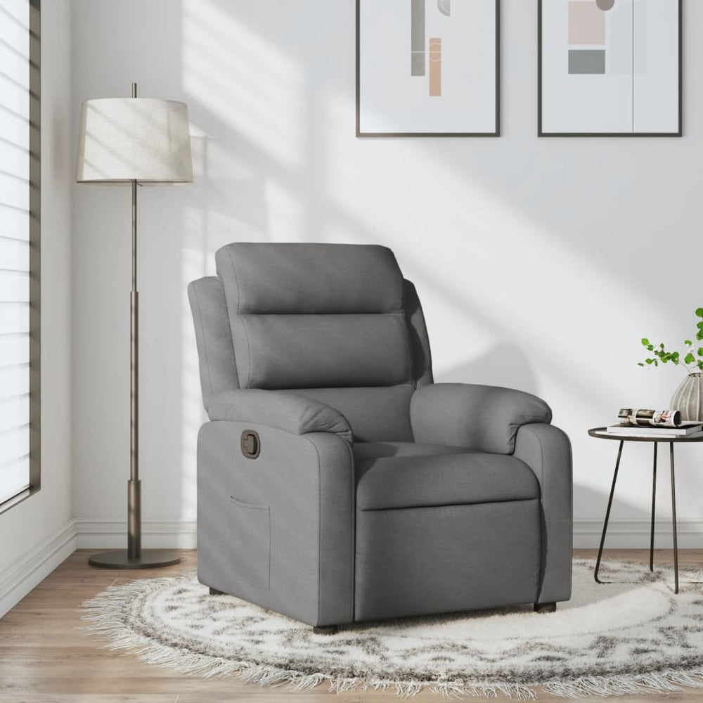 Recliner, dark grey, fabric