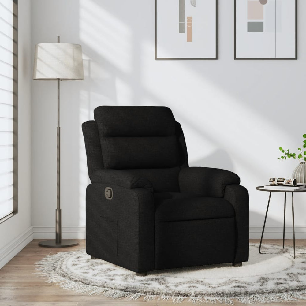 Recliner, black, fabric