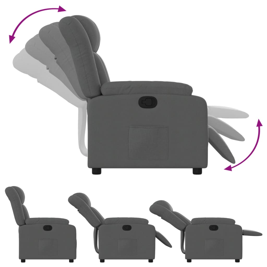 Recliner, dark grey, fabric