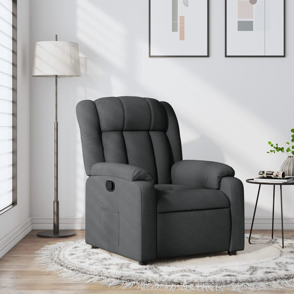 Recliner, dark grey, fabric