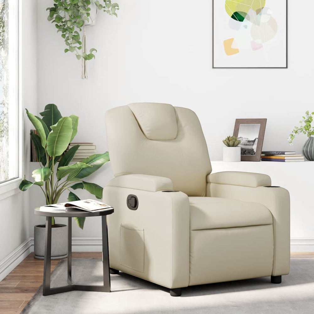 Recliner, cream, faux leather