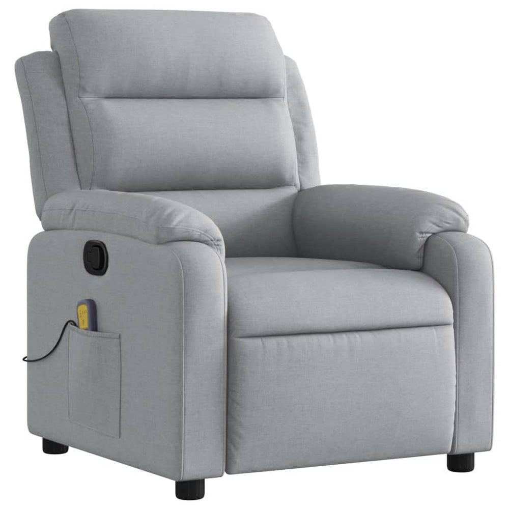 Masažinis atlošiamas krėslas, šviesiai pilkas, audinys