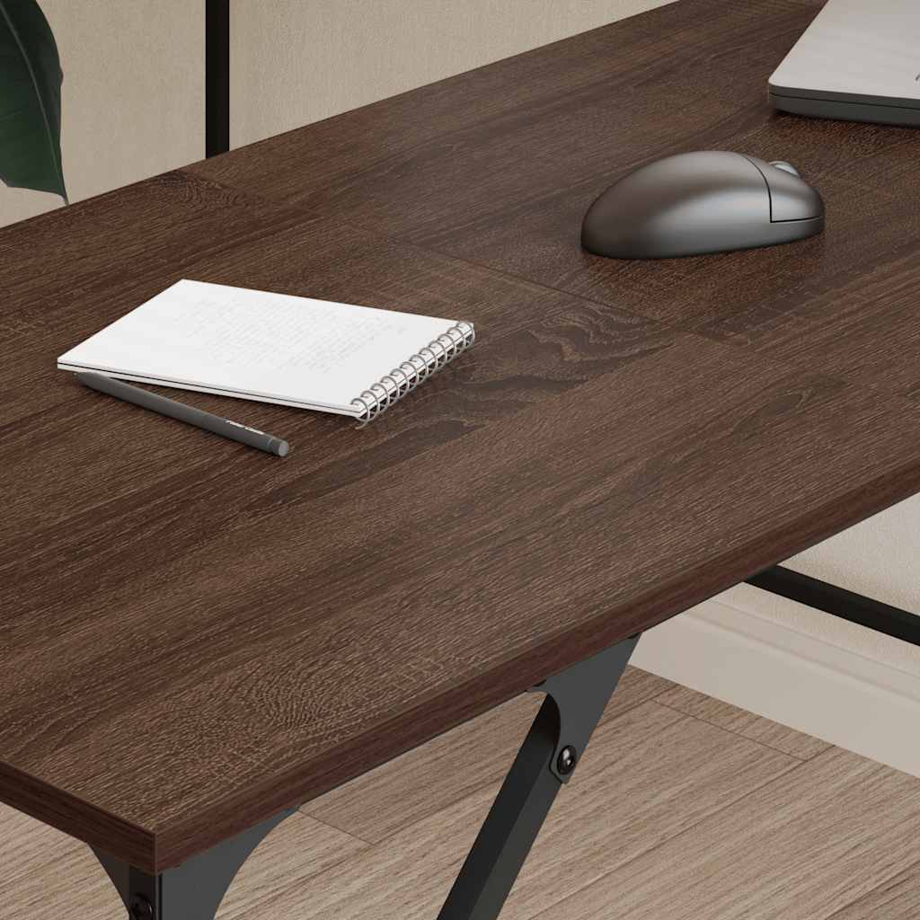 Desk, brown oak, 149x149x75cm, engineered wood