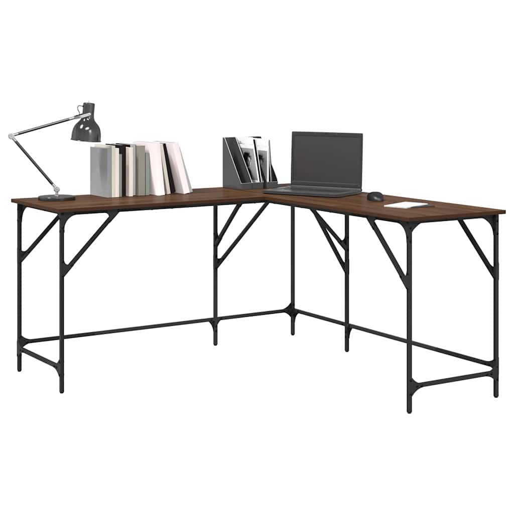 Desk, brown oak, 149x149x75cm, engineered wood