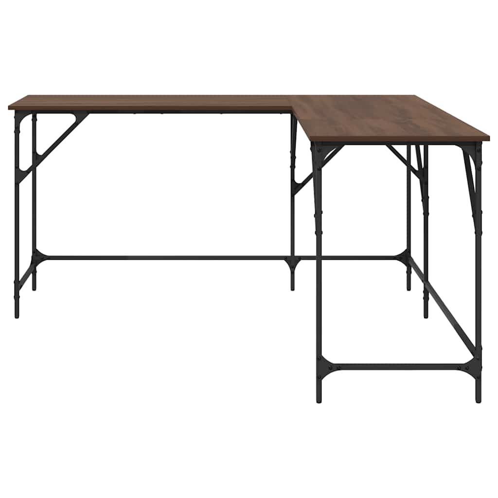 Desk, brown oak, 149x149x75cm, engineered wood