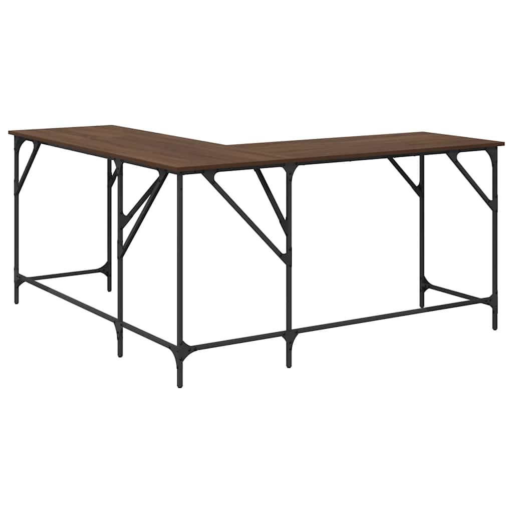 Desk, brown oak, 149x149x75cm, engineered wood