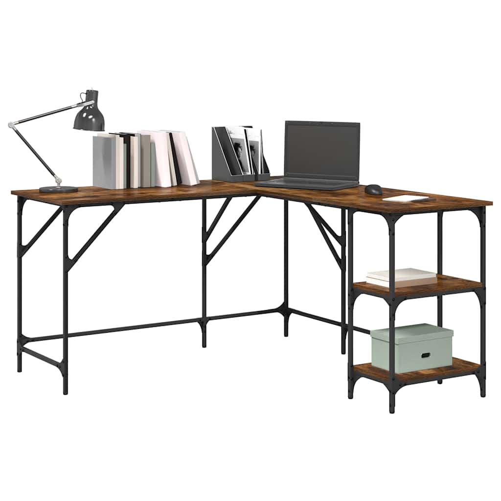 Desk, smoked oak, 139x139x75cm, wood