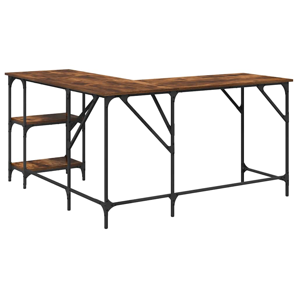 Desk, smoked oak, 139x139x75cm, wood