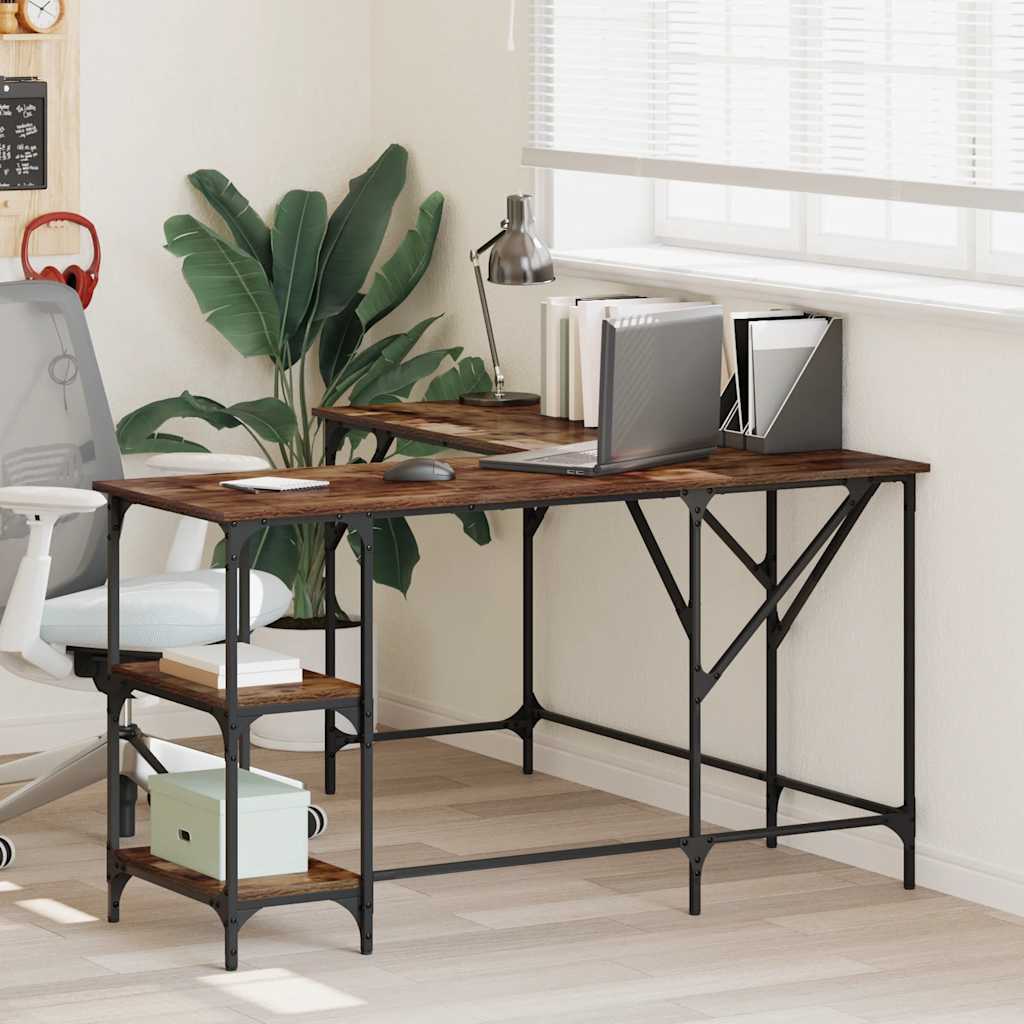Desk, smoked oak, 139x139x75cm, wood