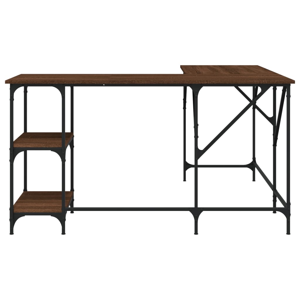 Desk, brown oak, 139x139x75cm, engineered wood
